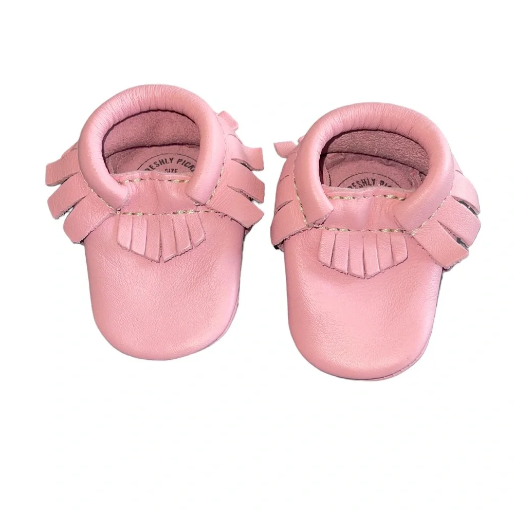 Freshly Picked Rose Pink Soft Sole Leather Moccasins Newborn Shoes